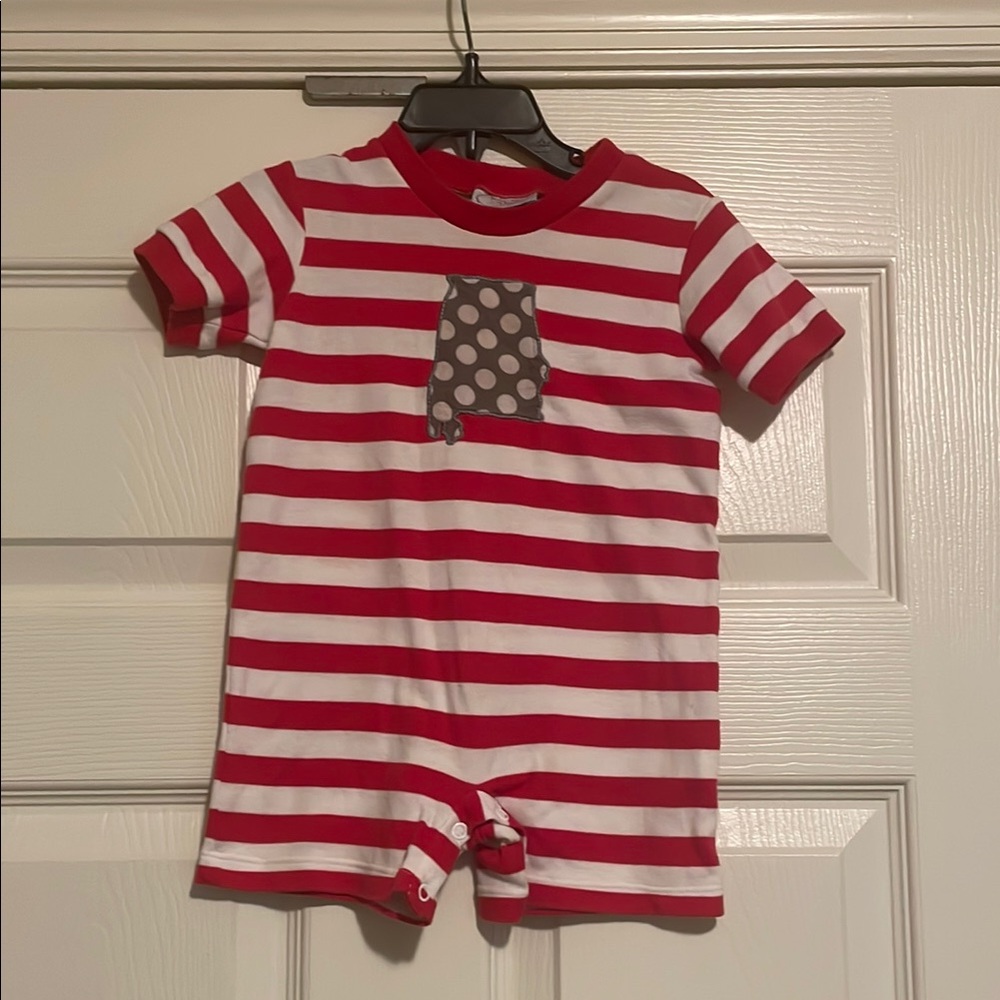Red and White Striped Baby Romper
